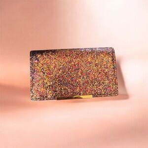 New Kate Spade Multicolor Glitter purse flap
